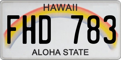 HI license plate FHD783