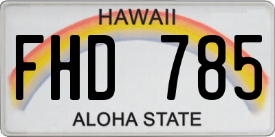 HI license plate FHD785