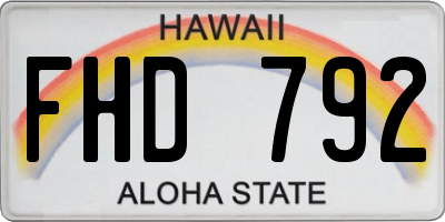 HI license plate FHD792