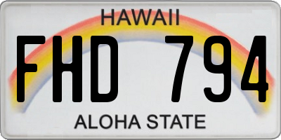HI license plate FHD794