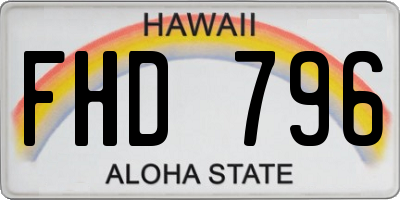 HI license plate FHD796