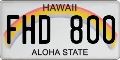 HI license plate FHD800
