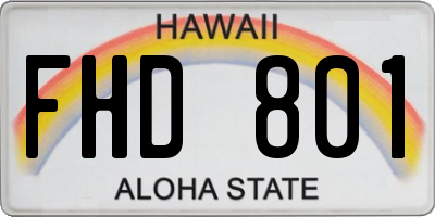 HI license plate FHD801