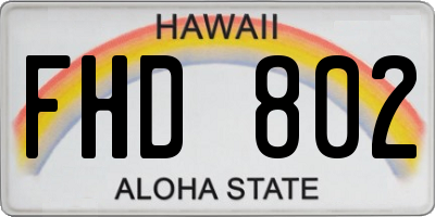 HI license plate FHD802