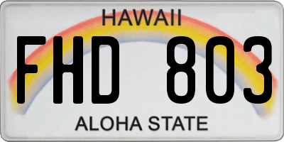 HI license plate FHD803
