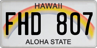 HI license plate FHD807