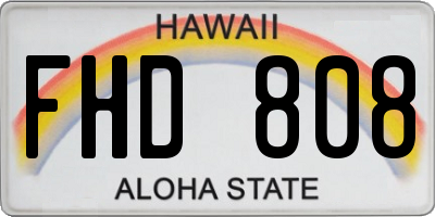 HI license plate FHD808