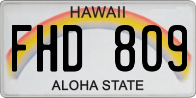 HI license plate FHD809