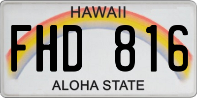HI license plate FHD816