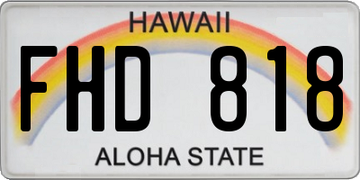 HI license plate FHD818