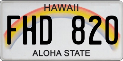 HI license plate FHD820