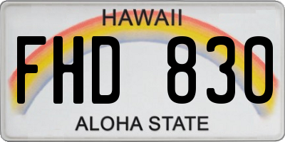 HI license plate FHD830