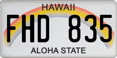 HI license plate FHD835