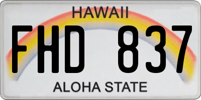 HI license plate FHD837
