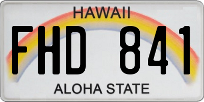HI license plate FHD841
