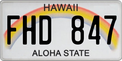 HI license plate FHD847