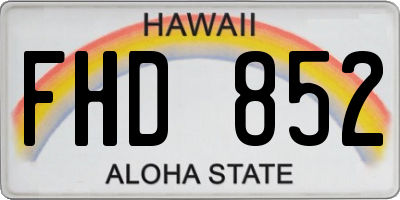 HI license plate FHD852