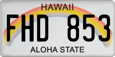 HI license plate FHD853