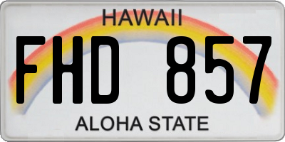 HI license plate FHD857