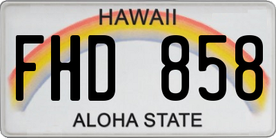 HI license plate FHD858