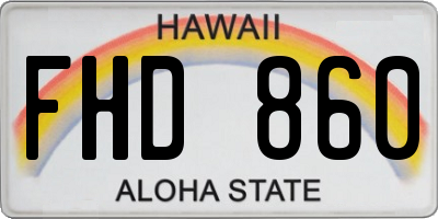 HI license plate FHD860