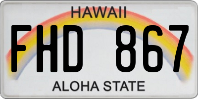 HI license plate FHD867