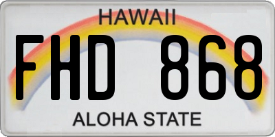 HI license plate FHD868