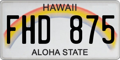 HI license plate FHD875