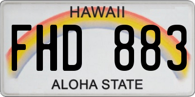HI license plate FHD883