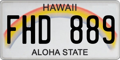 HI license plate FHD889