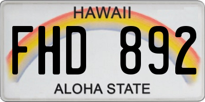 HI license plate FHD892