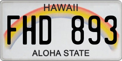 HI license plate FHD893