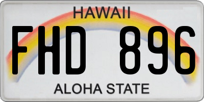 HI license plate FHD896