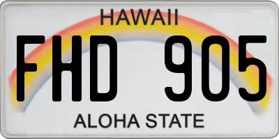 HI license plate FHD905