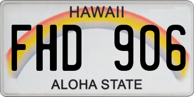 HI license plate FHD906