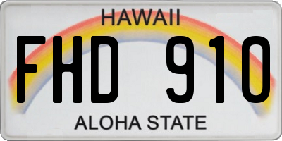 HI license plate FHD910