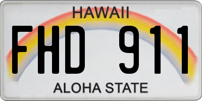 HI license plate FHD911