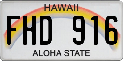 HI license plate FHD916
