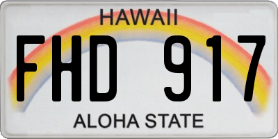 HI license plate FHD917