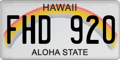 HI license plate FHD920