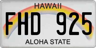 HI license plate FHD925