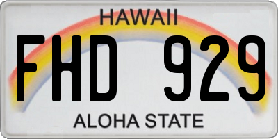 HI license plate FHD929