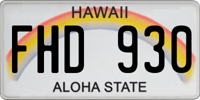 HI license plate FHD930