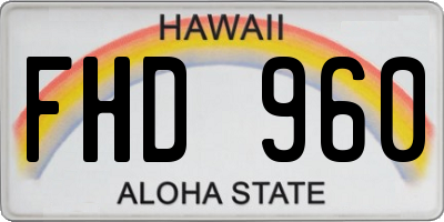 HI license plate FHD960