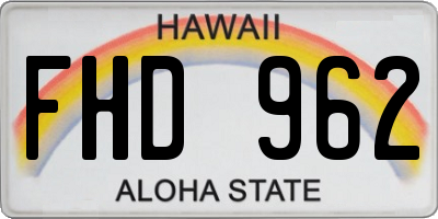 HI license plate FHD962