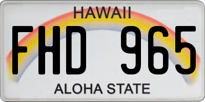 HI license plate FHD965