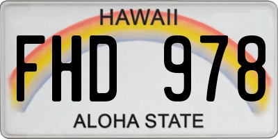 HI license plate FHD978