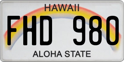 HI license plate FHD980
