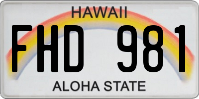 HI license plate FHD981