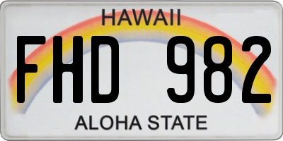 HI license plate FHD982